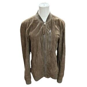 allsaints kemble suede bomber jacket Medium Brown